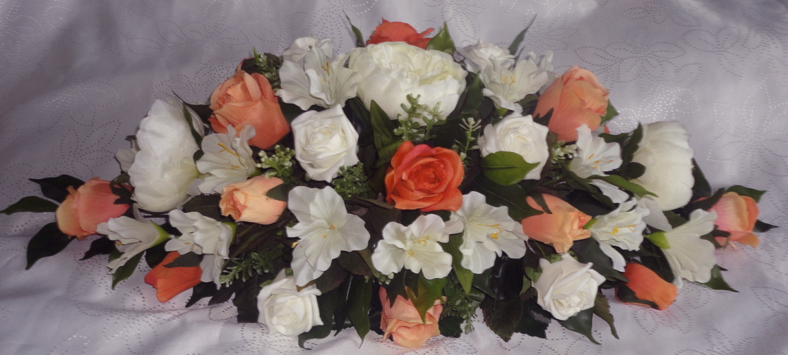 Coral & Ivory Wedding Centrepiece